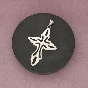 taxco mexico sterling silver vintage large cross pendant